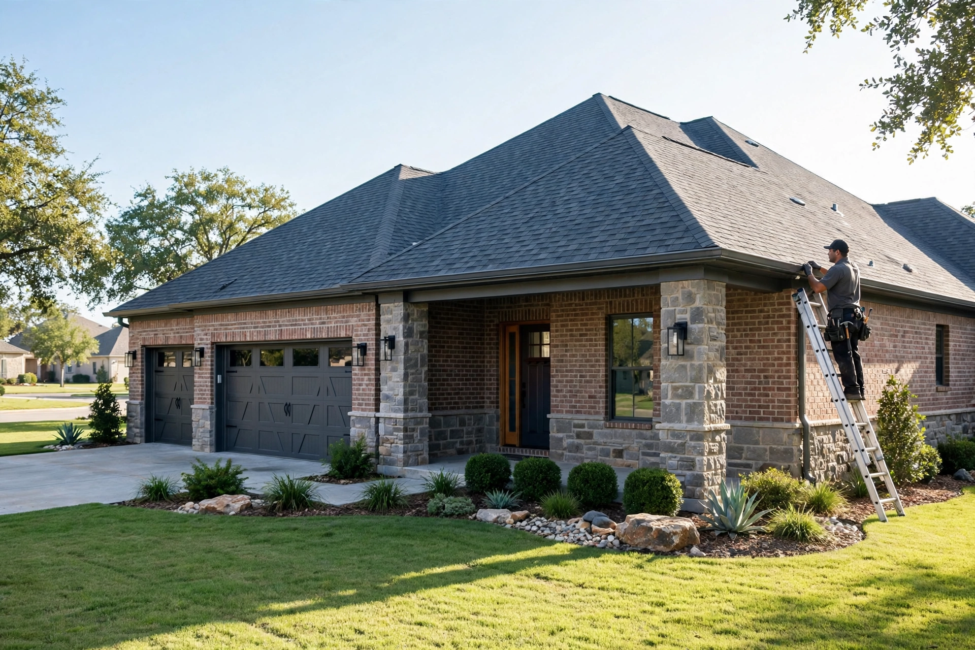 Residential shingle roof on a Texas home serviced by LoneRidge Roofing